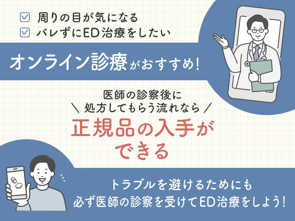 オンライン診療ならED治療・勃起薬がバレずに入手できる